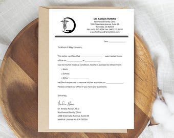 Editable Doctor's Note Template | Medical Excuse (A4, US Letter)