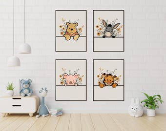 Winnie the Pooh Nursery Art Set | Watercolor Animal Prints (Digital Download)
