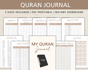 Quran Journal Printable, Islamic Quran Tracker PDF, Salah & Surah Memorization Journal, Quran Progress Planner, Instant Download