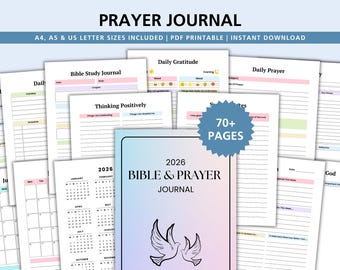 Prayer Journal Printable, Christian Prayer Planner PDF, Bible Study  Gratitude Notes, A4 A5 US Letter