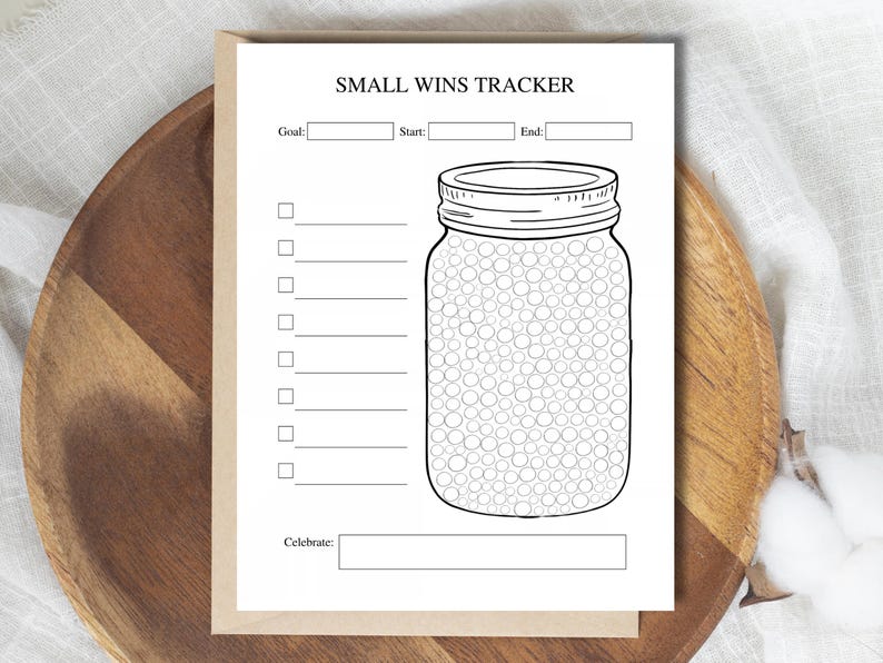 Wins Checklist.pdf Small Wins Tracker Printable, Goal Jar, Habit Chart (PDF Download A4/A5 ...