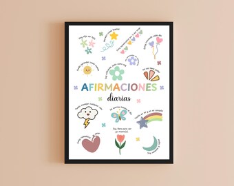 Spanish Daily Affirmations Poster, Kids Room Decor (Printable)