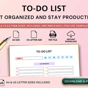 Daily To Do List Printable: Priority Task & Productivity Planner PDF