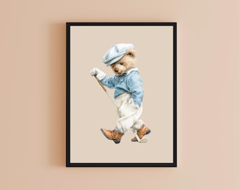 Vintage Teddy Bear Art Print | Boy Nursery Decor (Digital Download)