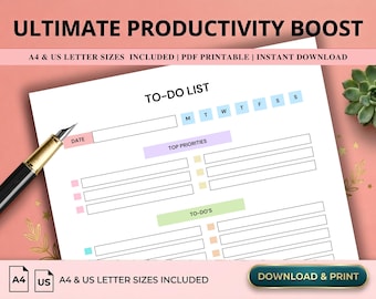 To Do List Printable, Daily Productivity Planner, Task Management Worksheet, Weekly Priority Tracker, Minimalist To Do List Printable PDF
