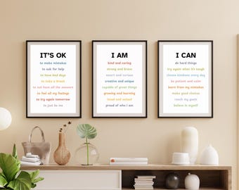 Kids Affirmation Poster Set | Playroom, Nursery Decor (Digital Download)