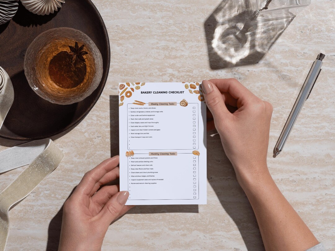 Bakery Cleaning Checklist Printable, Commercial Kitchen Cleaning Log ...