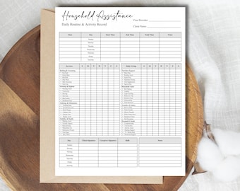 Caregiver Daily Log Sheet, Home Health Aide Timesheet (Editable Printable) US Letter Size Digital Download