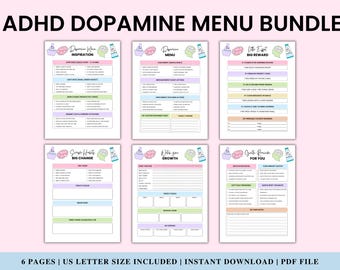 ADHD Dopamine Menu Printable Bundle, ADHD Planner PDF, Dopamine Menu Template, Executive Function Planner, Instant Download
