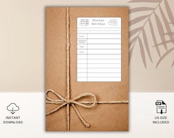 Blind Date With a Book Tracker Printable, Reading Challenge Log, Book Club Activity Sheet, Reading Journal Insert, Instant Download PDF