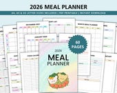 2026 Meal Planner Printable, Weekly Diet Journal, Track Groceries, Monitor Calories, (A4 A5 US Letter) (PDF Download)