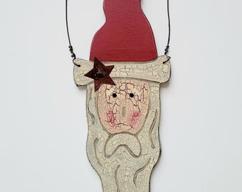 Santa Ornament - Primitive Santa Decor - Vintage Christmas - Christmas Ornament - Santa Decoration - Holiday Decor - Christmas Decorations