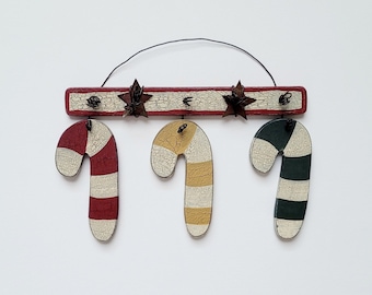 Candy Cane - Primitive Candy Cane - Candy Cane Ornament - Primitive Christmas Decor - Christmas Decor - Candy Cane Decor - Holiday Decor