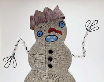 Snowman - Vintage Snowman - Vintage Holiday - Snowman Decor - Christmas Shelf Decor - Primitive Snowman - Holiday Table Decor