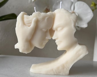 Romantic Pillar Candle – Handmade Love Candle for Anniversary, Valentine’s Day or Wife – Unique, Unscented Couple Gift