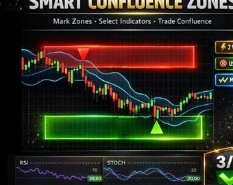Smart Confluence Zones | Supply Demand Trading | RSI BB Stochastic | TradingView Indicator | Multi-Confluence Filter | Pine Script