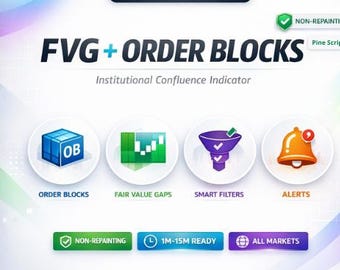 FVG Order Block Indicator – Smart Money TradingView Pine Script | Fair Value Gap + Breaker Block Strategy | ICT Forex Crypto Scalping Alerts