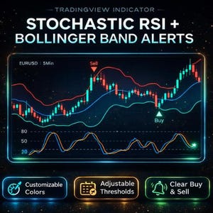 Stochastic RSI + Bollinger Band Indicator – TradingView Buy Sell Reversal Alerts | Non-Repaint Pine Script for Forex Crypto Stocks
