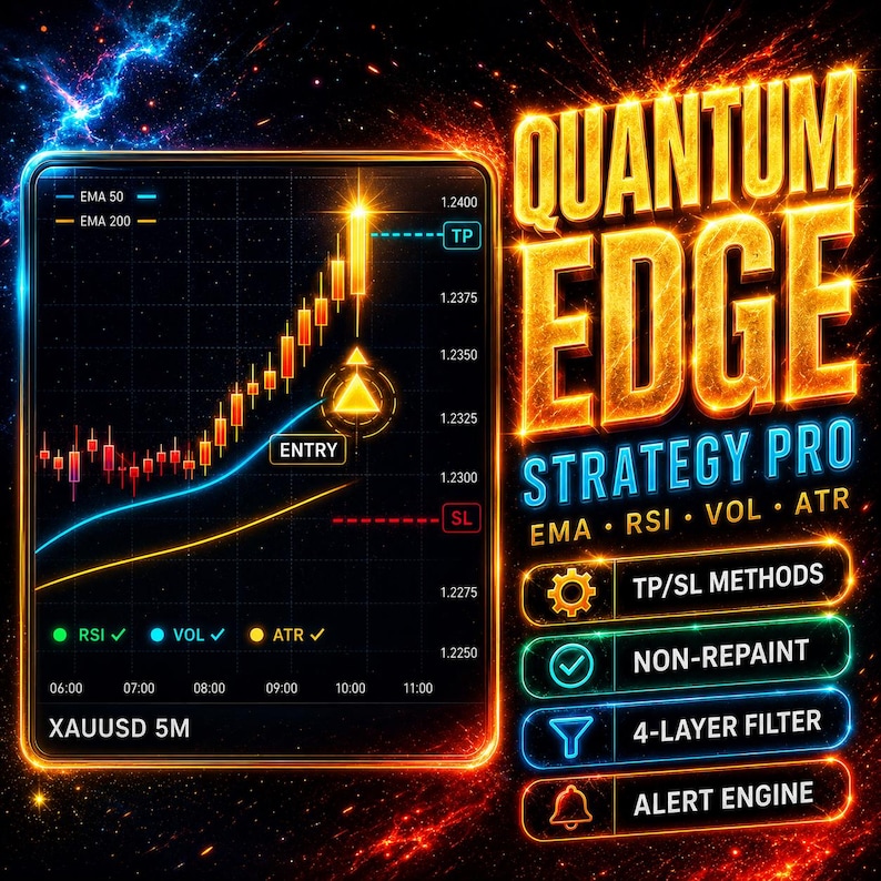Quantum Edge Strategy Pro | Smart Multi-Filter Signals | EMA RSI Volume ATR | TradingView Strategy | Forex Crypto Stocks image 1