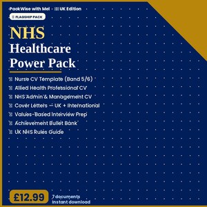 NHS cv template UK | nurse allied health admin | values-based interview prep | ATS-safe | instant download Word