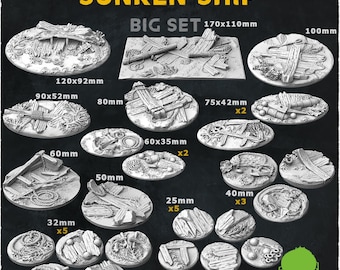 Sunken Ship - Wargames Bases and Toppers - Warhammer/AOS/TrenchCrusade/Miniature Bases