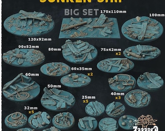 Versunkenes Schiff - Kriegsspiele Basen und Topper - Warhammer/AOS/TrenchCrusade/Miniatur Basen