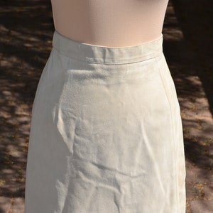 70s Suede English Lambskin Leather Bone White Western Long Maxi Skirt Size Large
