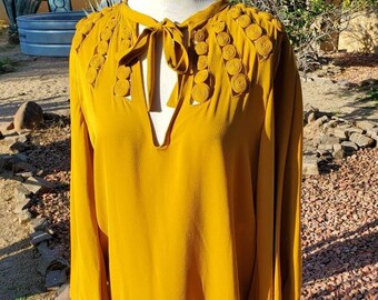 Diane Von Furstenberg DVF Silk Tie Arria Goldenrod Yellow Shift Dress size 8