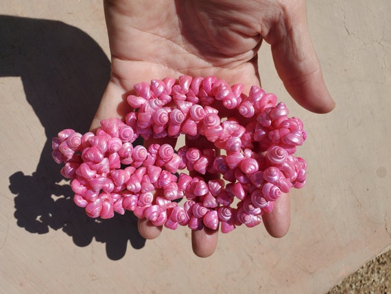 Bohemian Pink Irridecent Pearl Trochus Shell Clus… - image 2