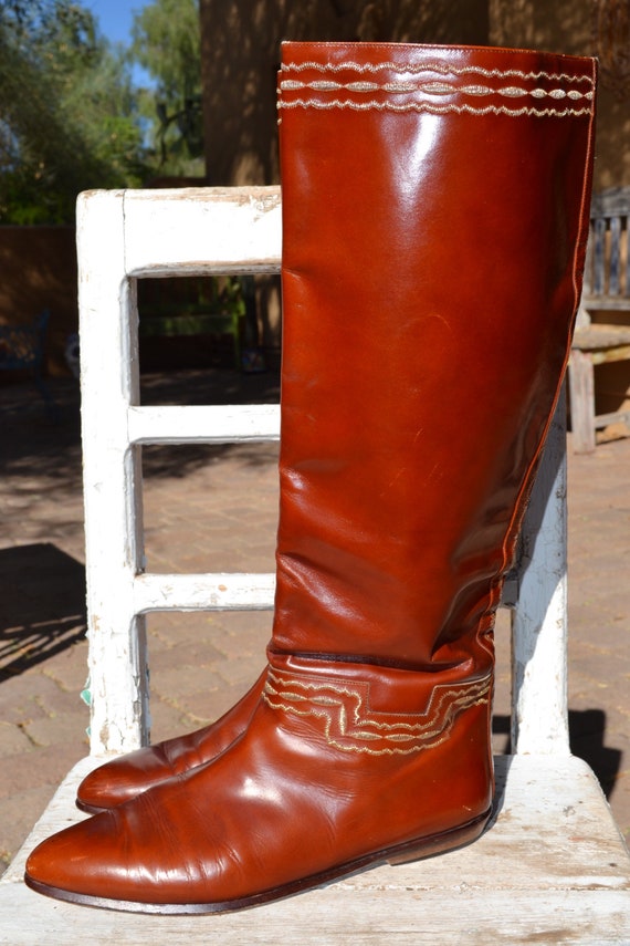 cognac tall riding boots