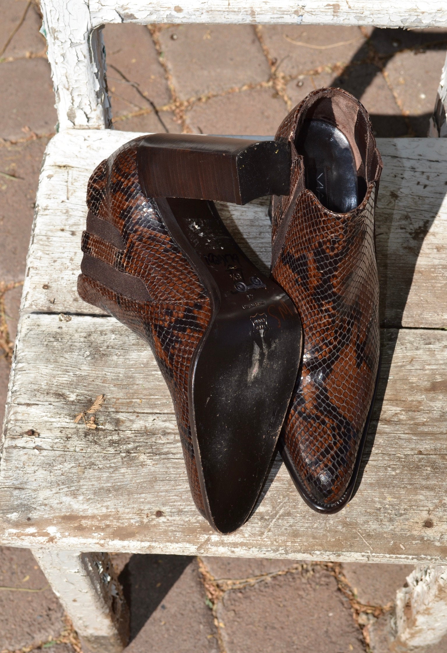 Via Spiga Birmingham Distressed Brown Leather Ankle Boots Square Toe 7.5 Alamo Distressed Leather Stockman Square Toe Boot - Tobacco  main image 3