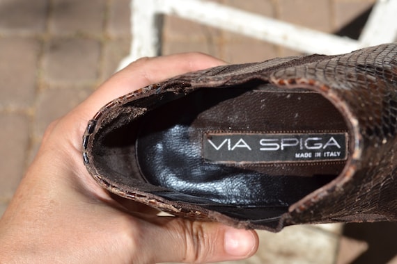 Via Spiga Italy Brown Black Genuine Python Snake Ankle  display picture 2