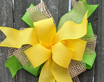 Wreath Bow, Farmhouse Christmas Wedding Bow, Solid Color, Door Decor, Large Bow, Fall Bow, Christmas Bow, Spring Bow, Custom Burlap Bow