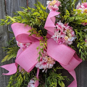 Pink Bow for Wreath, Wreath Bow, Baby Shower Wreath Bow, linen