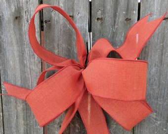 Fall Wreath Bow, Rust Wreath Bow, Fall, Halloween, Wreath, Lantern, Wedding Decor, Pumpkin Bow