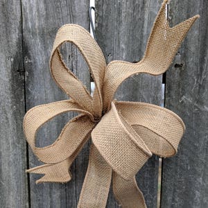 Small 5-6 Hand Made Natural Burlap Bow Country Rustic Wedding Fall Autumn  Wired
