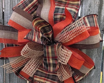 XL Fall Bow, Deluxe Multi-Ribbon Wired Fall Bow for Large Wreath, Limited Edition