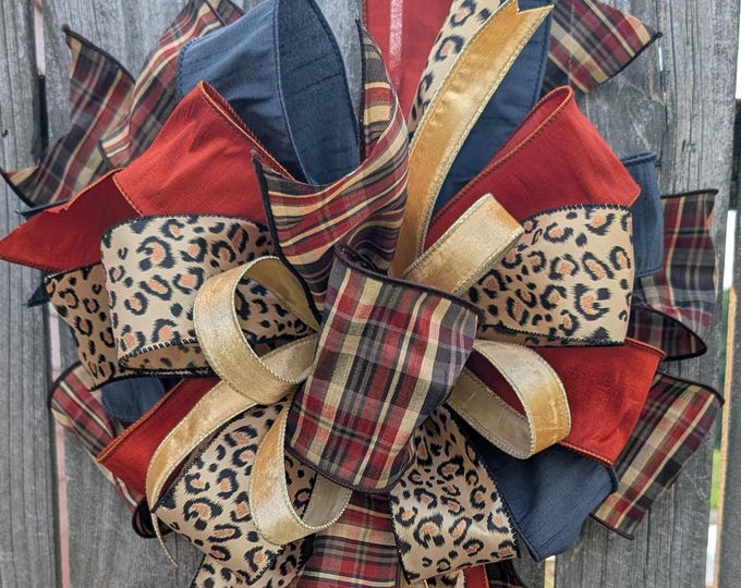 Featured listing image: XL Fall Bow, Deluxe Multi-Ribbon Wired Fall Bow for Large Wreath, Limited Edition