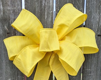 Bow, Yellow Wired Bow, Yellow Silky Solid Color Bow, Wedding,  Yellow, Wired Baby Shower Bow