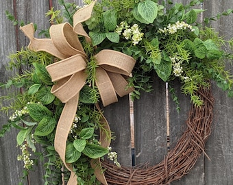 Everyday Green Wreath, Greenery Wreath,Spring Summer Fall Wreath, Front Door Wreath, Everyday Door Wreath, Door Wreath, Wreath 221