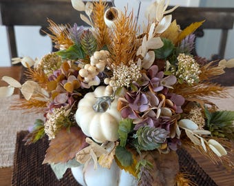 Pumpkin Fall Centerpiece, Ivory Cream Pumpkin, Elegant Ceramic Pumpkin Arrangement, Halloween, Thanksgiving Pumpkin 2*