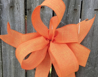 Wreath Bow, Orange Wreath Bow, Fall, Summer, Halloween, Wreath, Lantern, Wedding Decor, Pumpkin Bow Linen