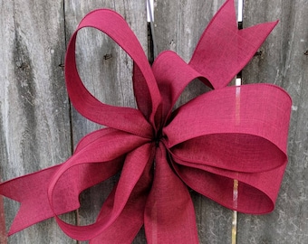 Bow for Wreath, Christmas Wreath Bow, Burgundy Wreath Bow, Bow for Wreath, Burgundy Bow, Lantern, Wedding Decor, Linen