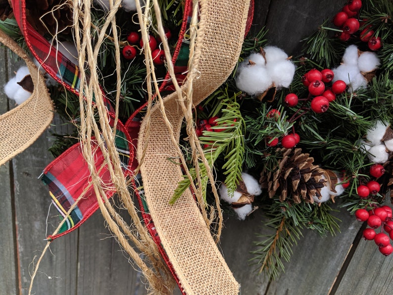 Primitive Christmas / Holiday Wreath Cotton Burlap | Etsy