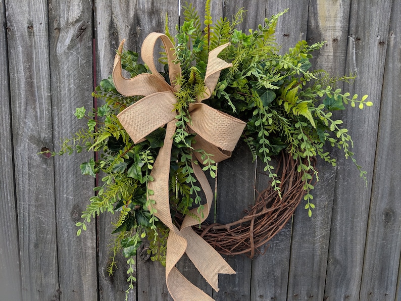 Greenery Wreath Wreath Great for All Year Round Everyday Burlap Wreath, Door Wreath, Front Door Wreath 27sku image 1