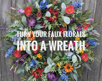 Custom Wreath, Reuse Wedding Flowers, Personalized Wedding, Bridal, Memorial Funeral flower art gift or keepsake home decor, Mail us