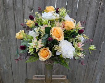 Memorial Vase Arrangements, Yellow Rose, Unisex, Vase Cone Insert Filler, Spring, Summer Fall, Mother's Day, Father's Day Memorial