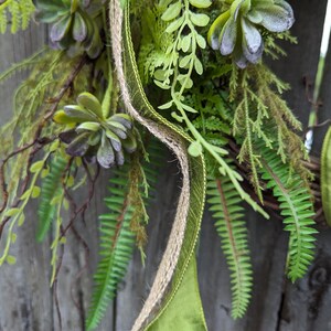 Everyday Wreath, Everyday Succulent and Burlap Wreath, Spring Wreath, Summer Wreath, Fall Wreath, Door Wreath, Front Door Wreath 381 image 3