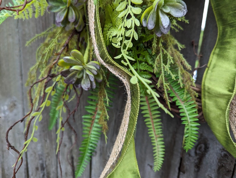 Everyday Wreath, Everyday Succulent and Burlap Wreath, Spring Wreath, Summer Wreath, Fall Wreath, Door Wreath, Front Door Wreath 381 image 3