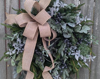 Christmas Wreath, Christmas and All Winter Long Wreath, Christmas wreath, No Red, Natural Navy Winter Wonderland Wreath, Door Wreath 421